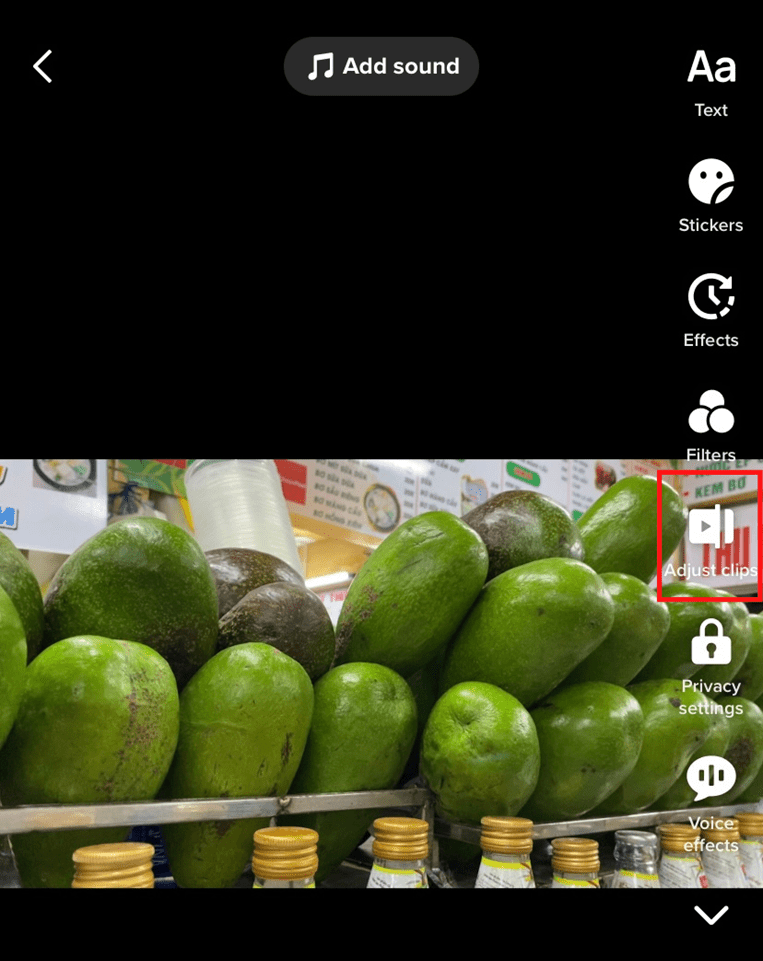 Select The “Adjust Clips” Function To Crop On Tiktok