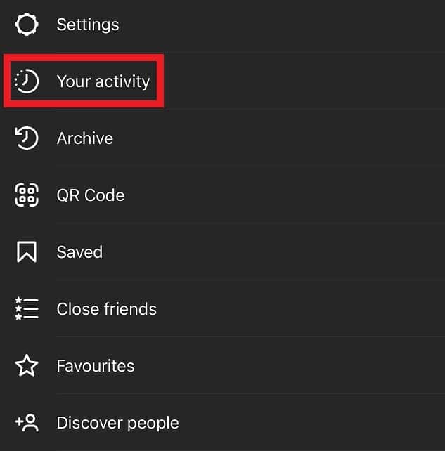 Instagram Profile Settings Menu