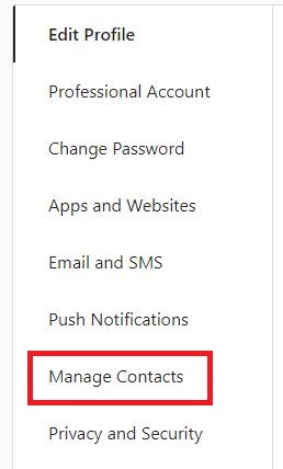 Instagram Web Manage Contacts