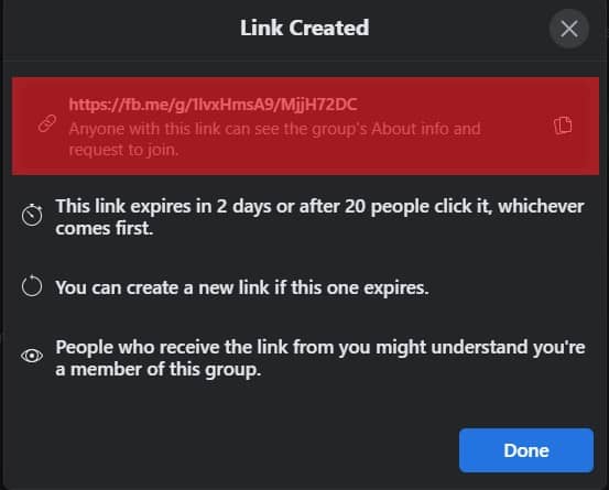 Invitation Link In Facebook Group