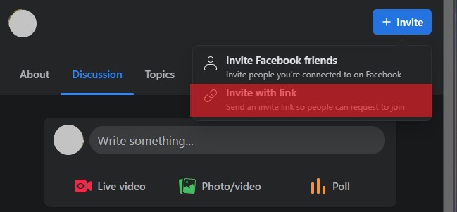 Invite With Link Option In Facebook Group