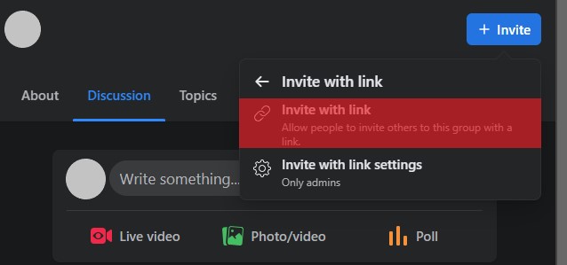 Invite With Link Options In Facebook Group