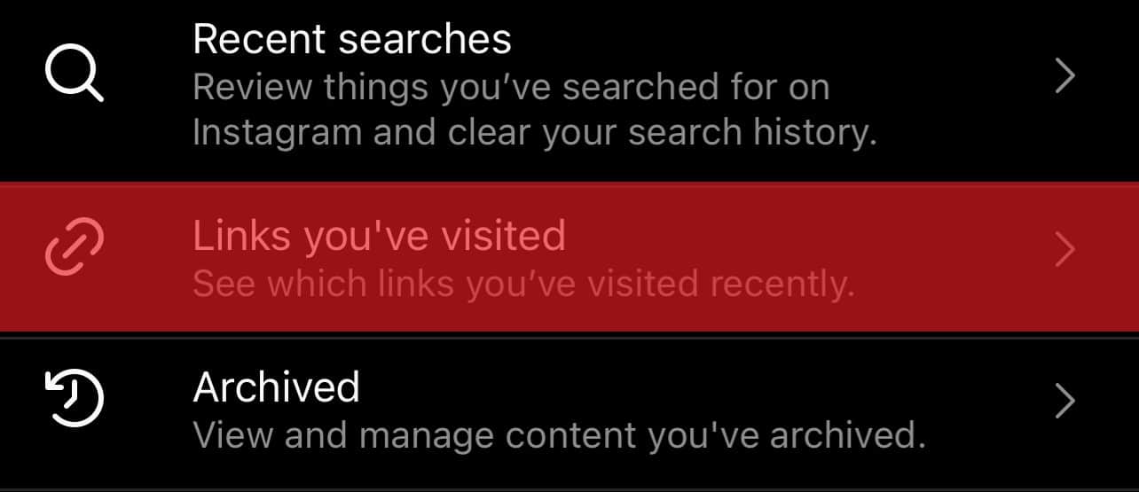 Links You've Visited Option On Instagram