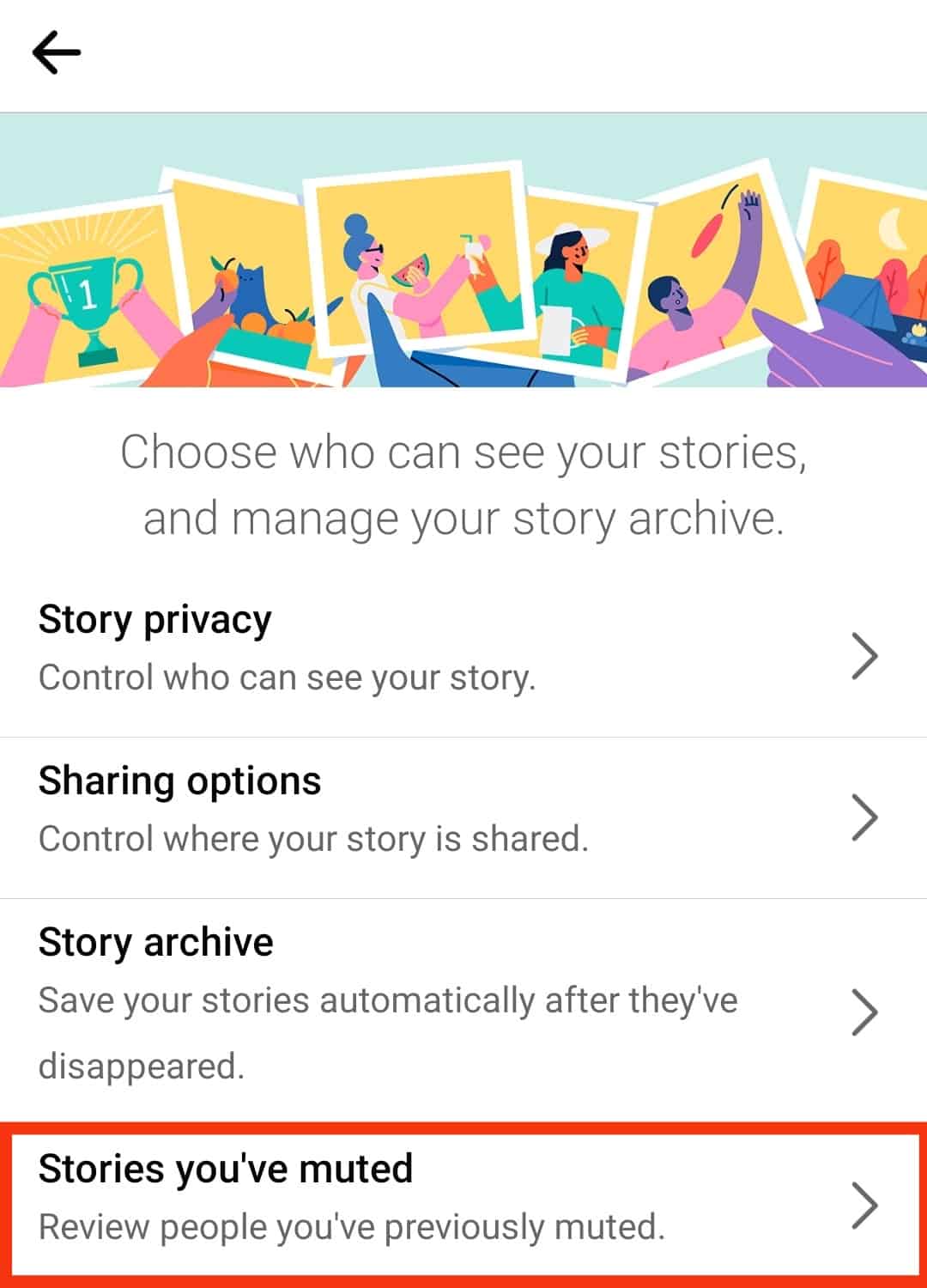 Look For Stories You Muted And Tap It