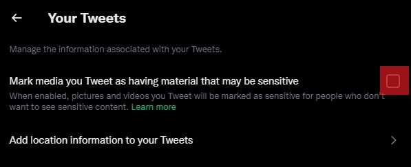 Mark Media You Tweet Having Material That May Be Sensitive On Twitter Web