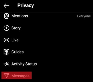 Message Setting In Privacy Section