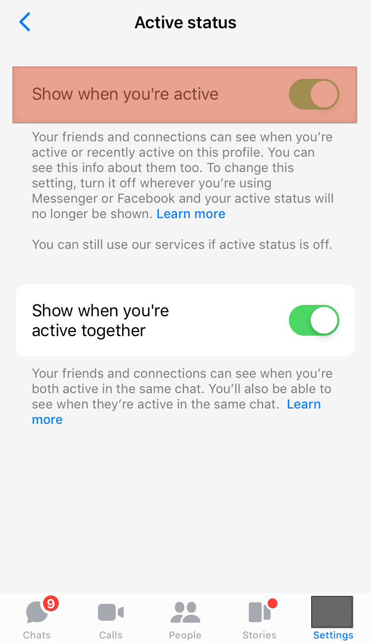 What does it mean when it shows minutes on Messenger?