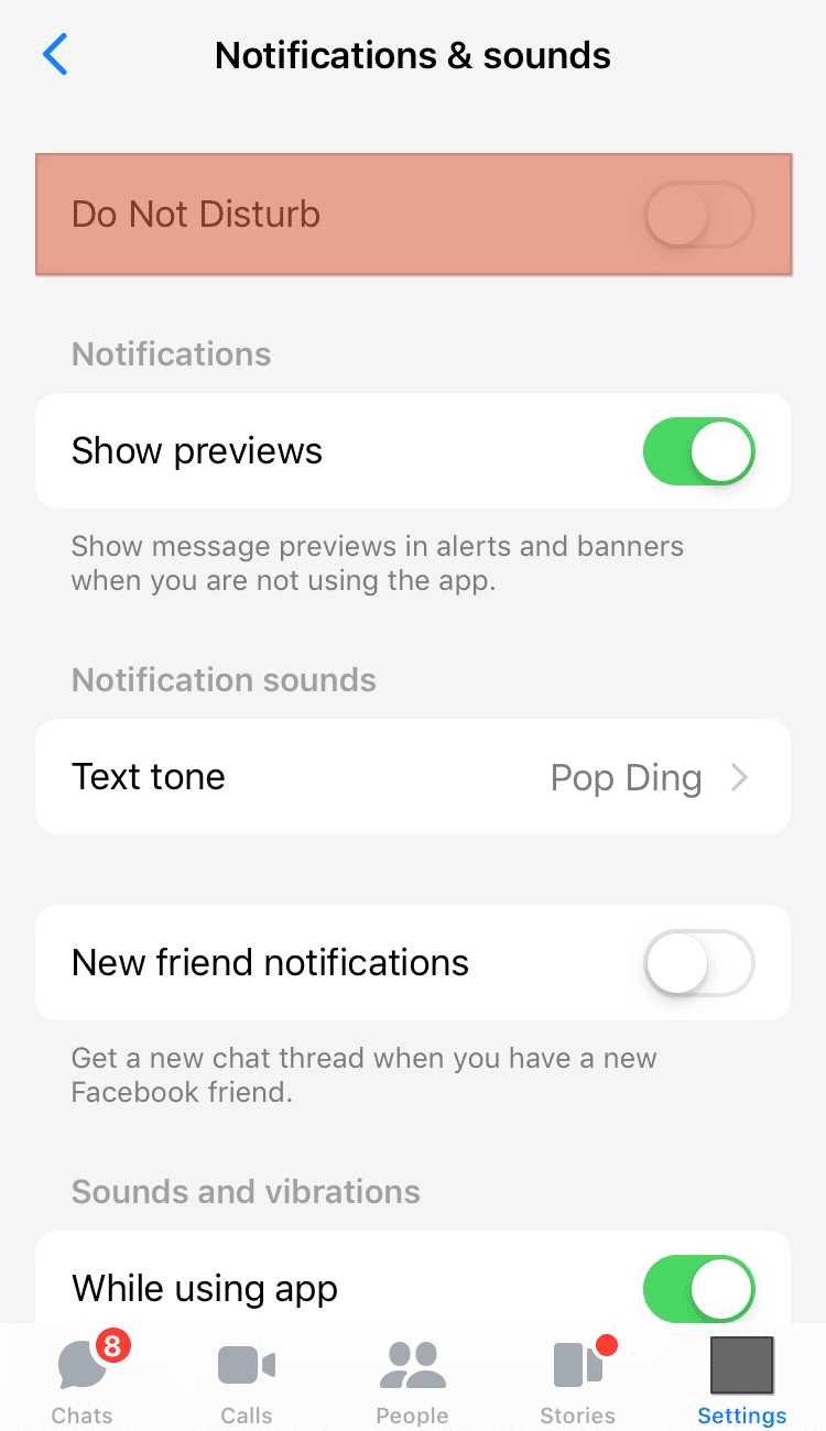 Messenger Notifications Do Not Disturb