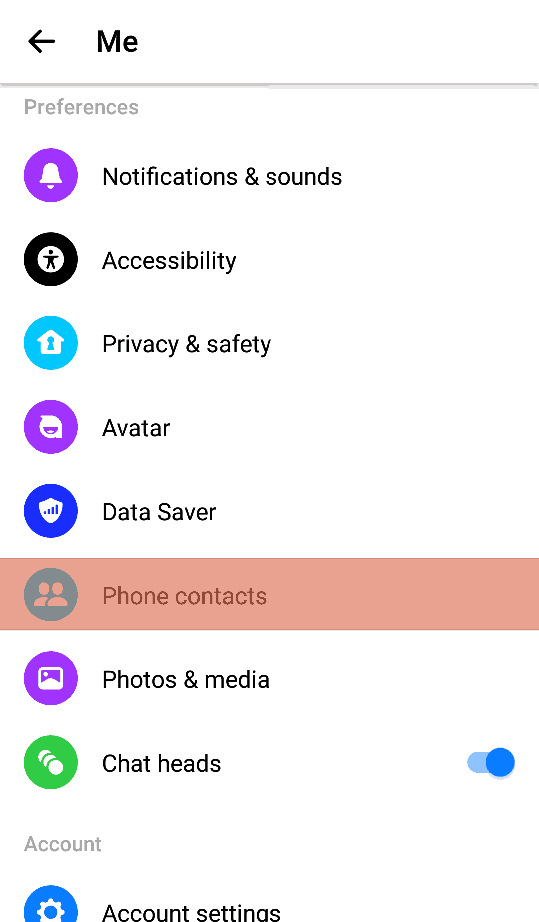 Messenger Phone Contacts
