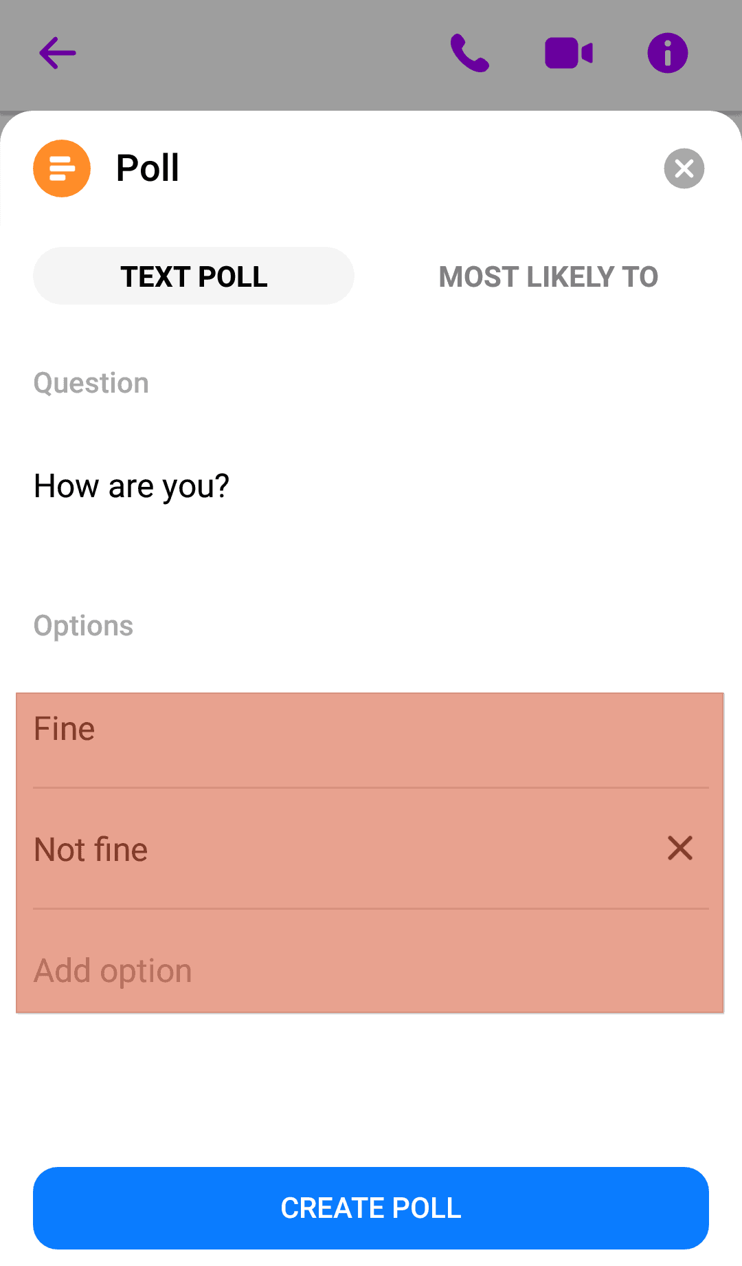 Messenger Poll Options 1