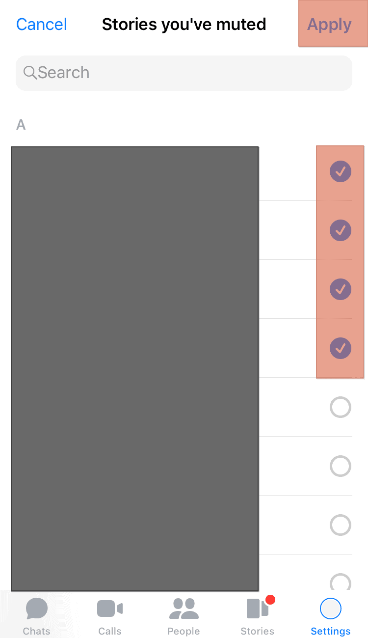 Messenger Uncheck Muted Friends And Apply