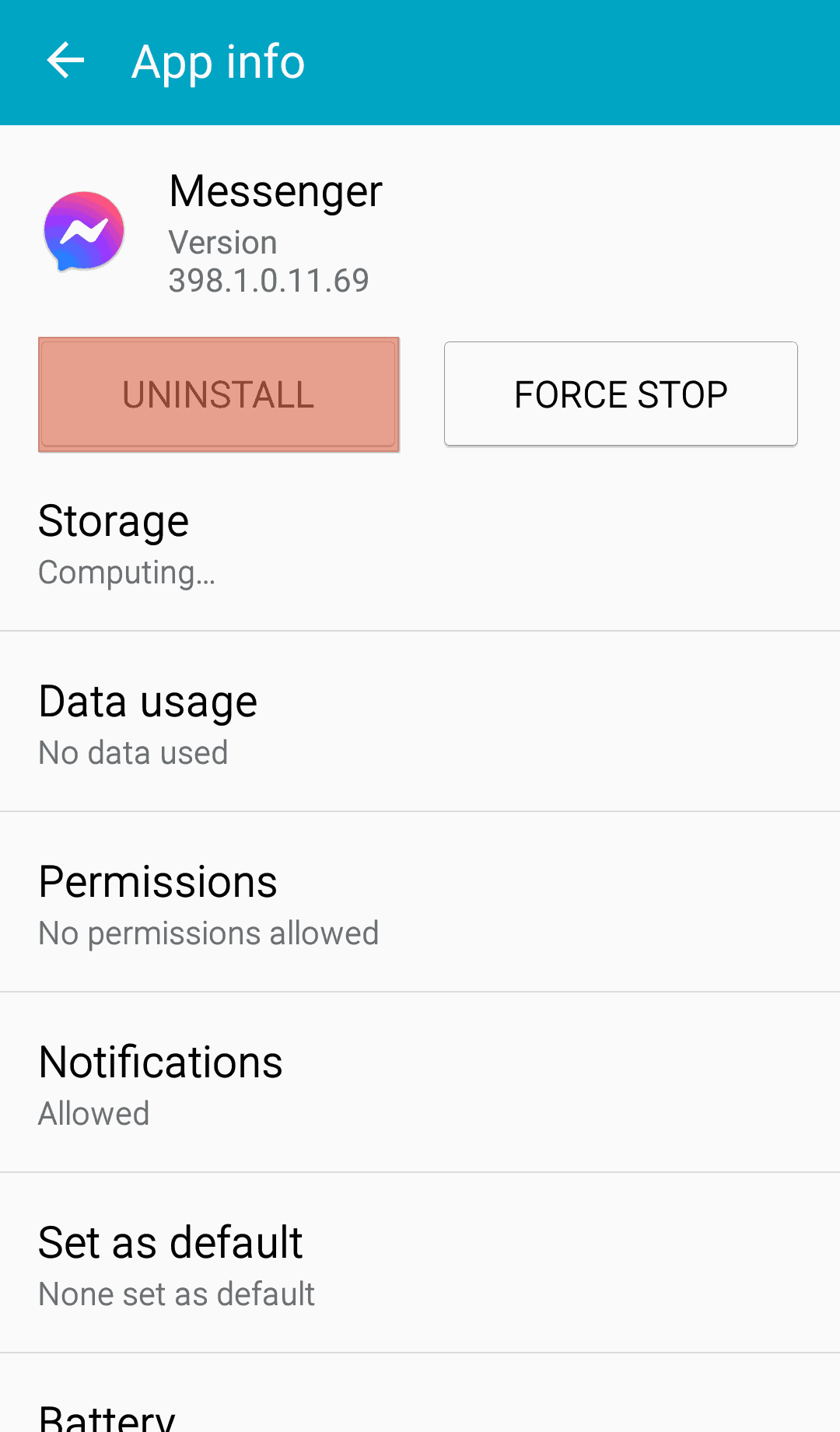 Messenger Uninstall Android