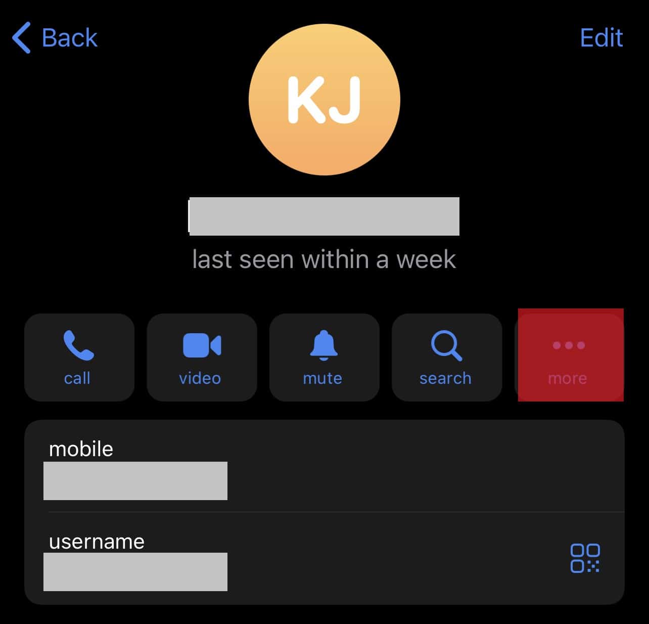 More Button On Telegram Profile