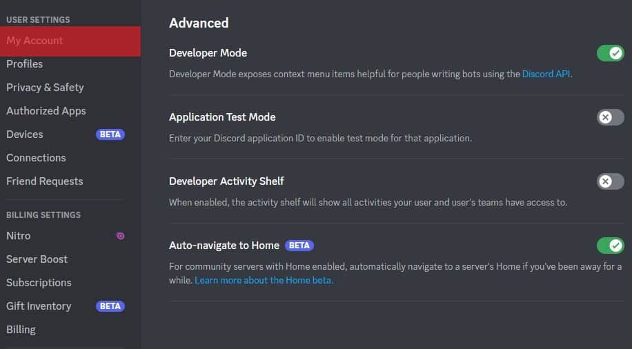 My Account Tab In Discord Settings On Web