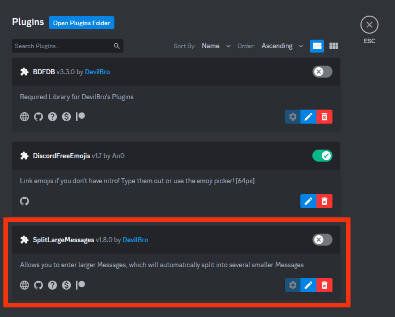 On Your Discord, You Will See The “Splitlargemessages” Plugin Added