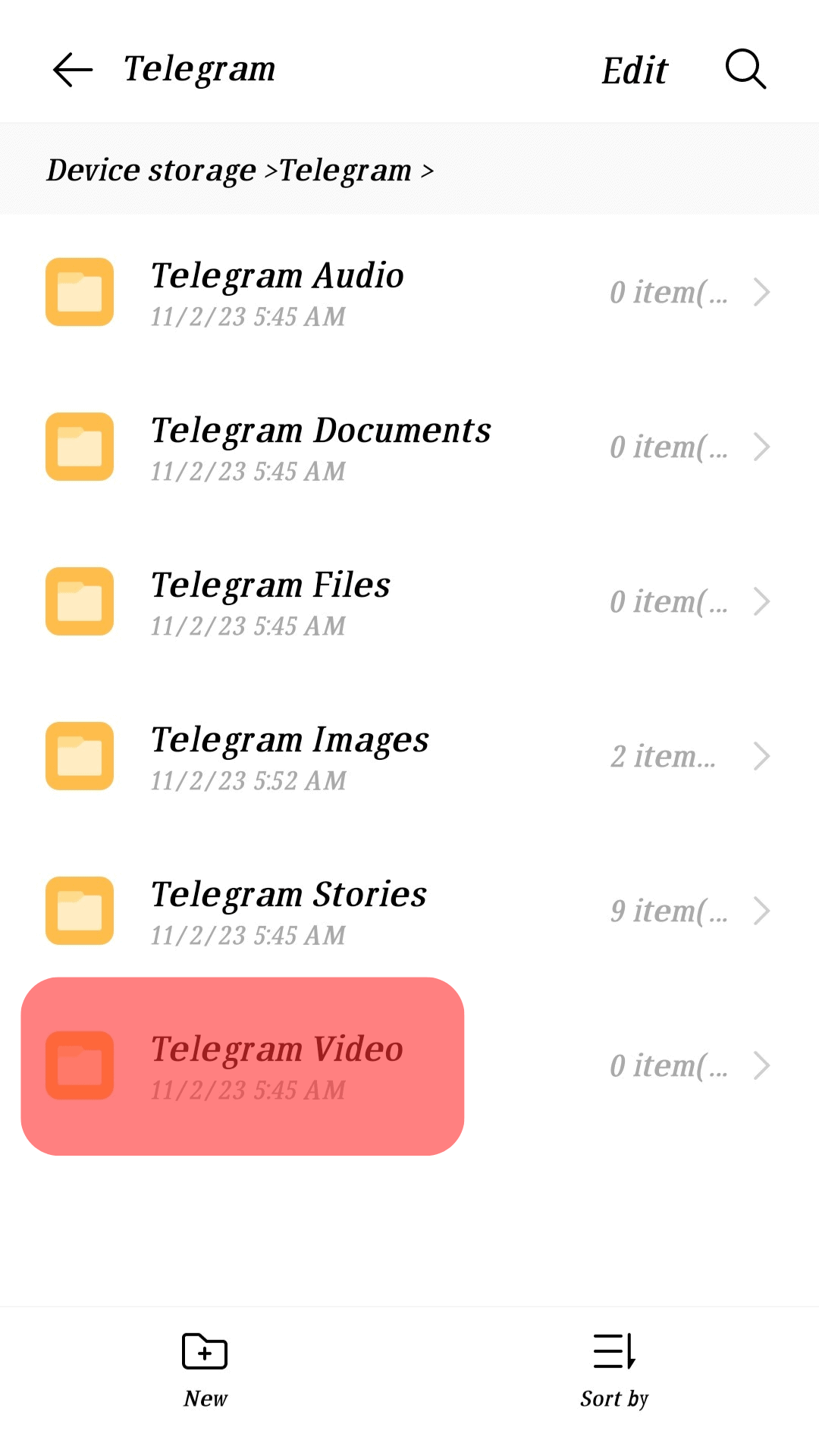Open The Telegram Video Folder