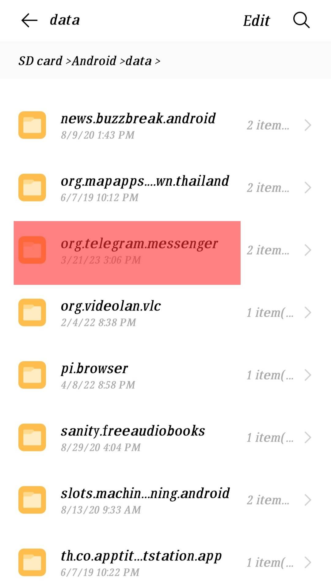 Org.telegram.messenger Folder