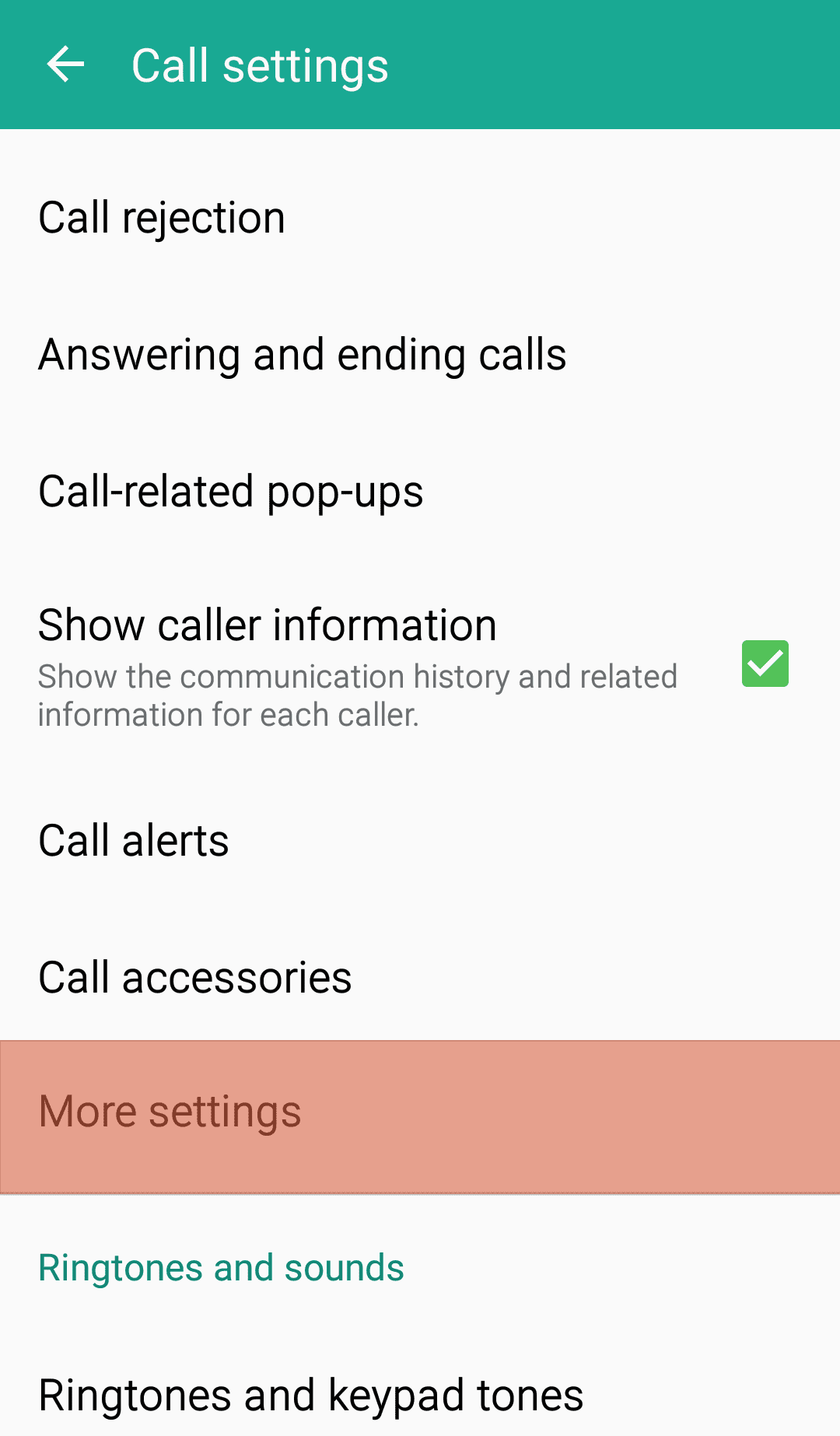 Phone App More Settings