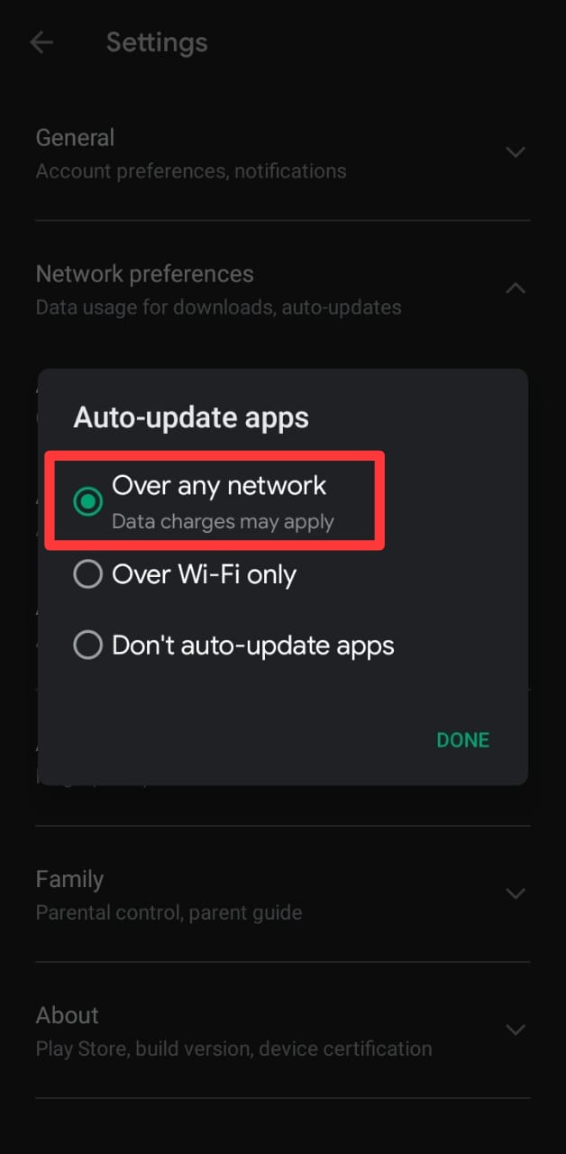 Playstore Auto Update Apps Over Any Network