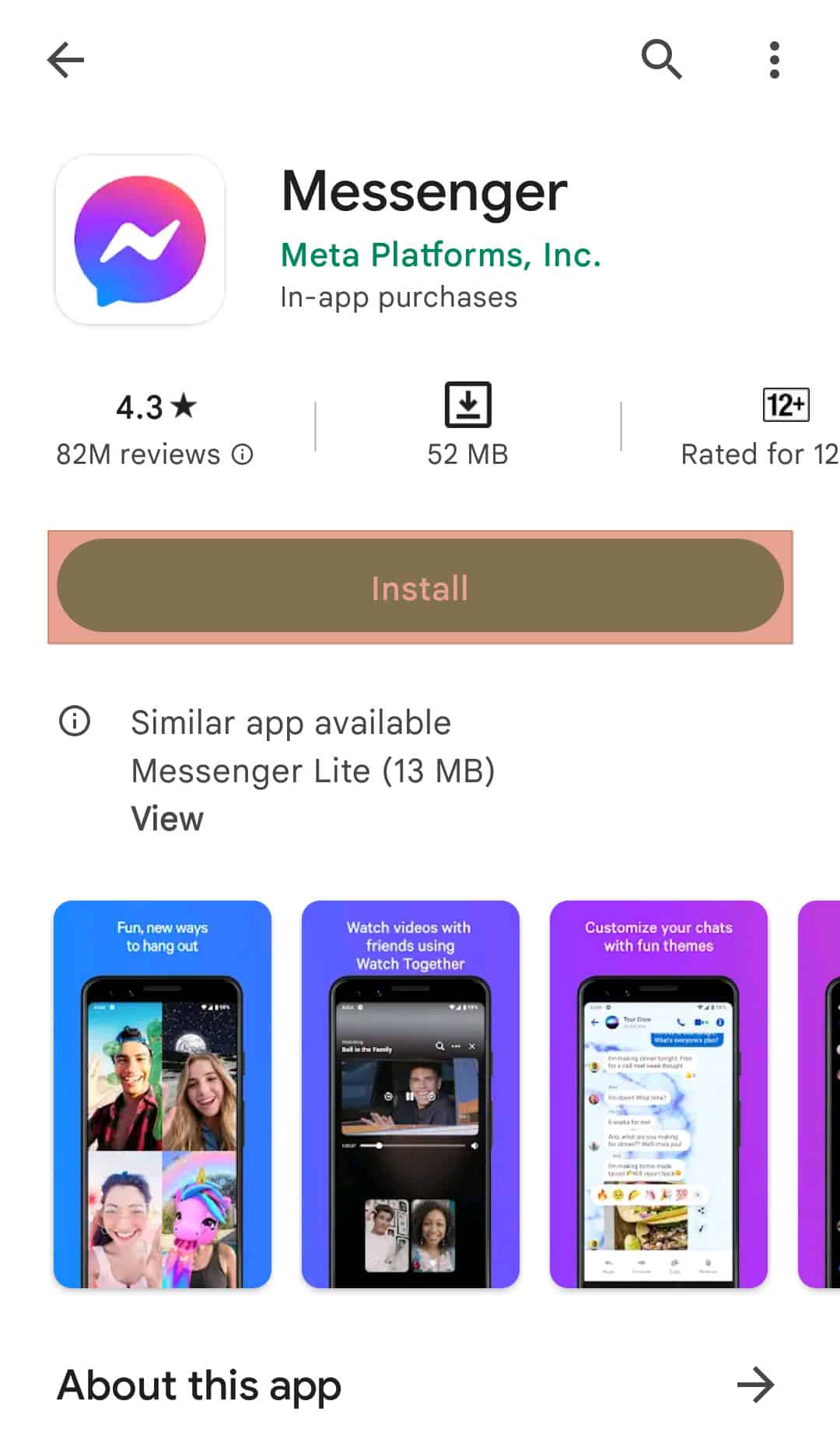 Playstore Messenger Install