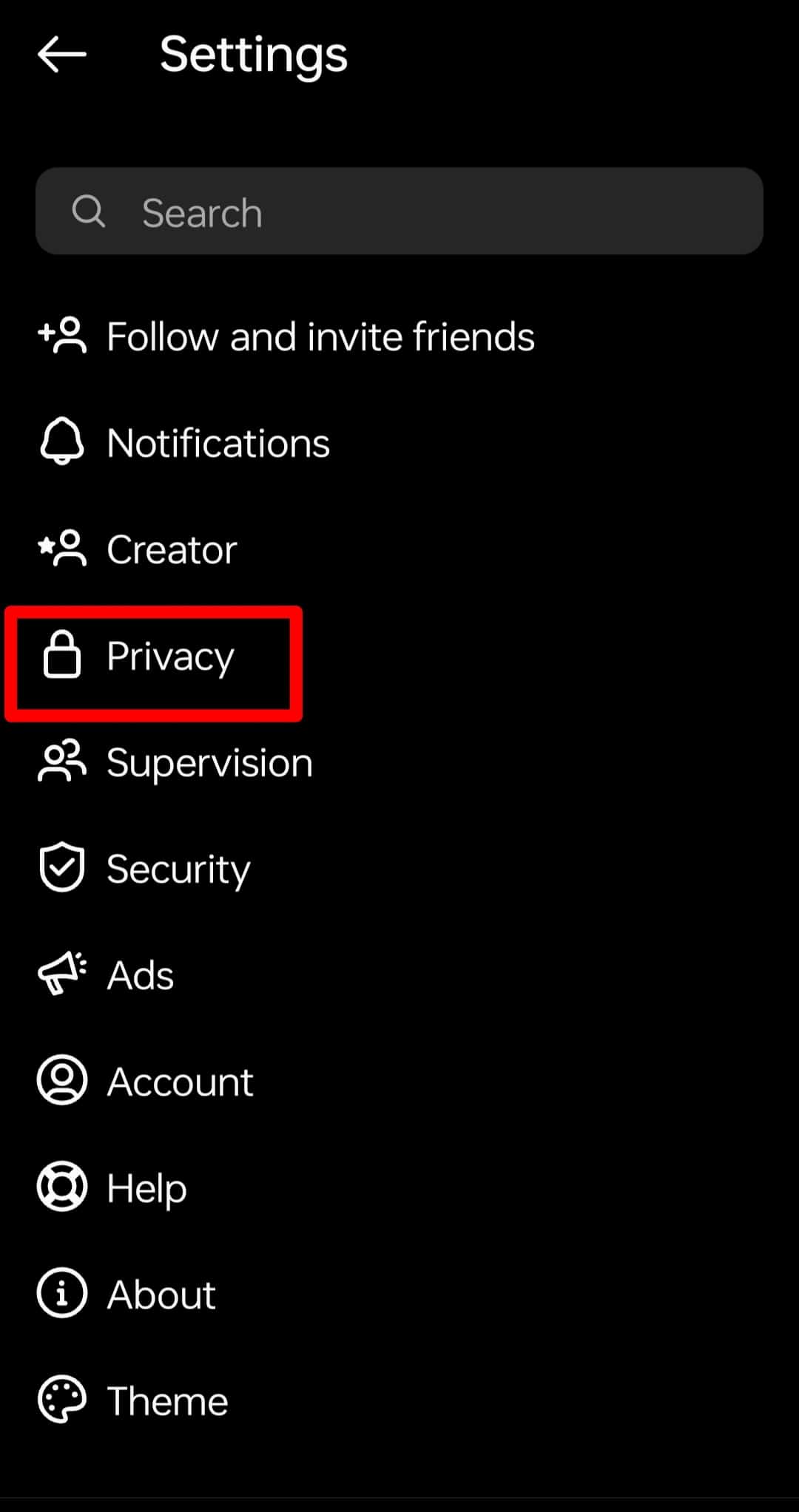 Privacy Option Instagram