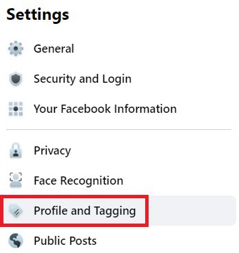Profile and Tagging Settings Facebook