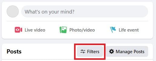 Facebook Profile Filters Button