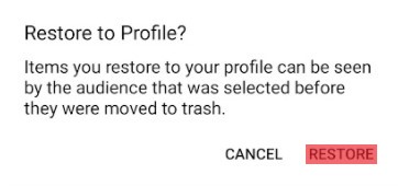 Restore To Profile Confirmation