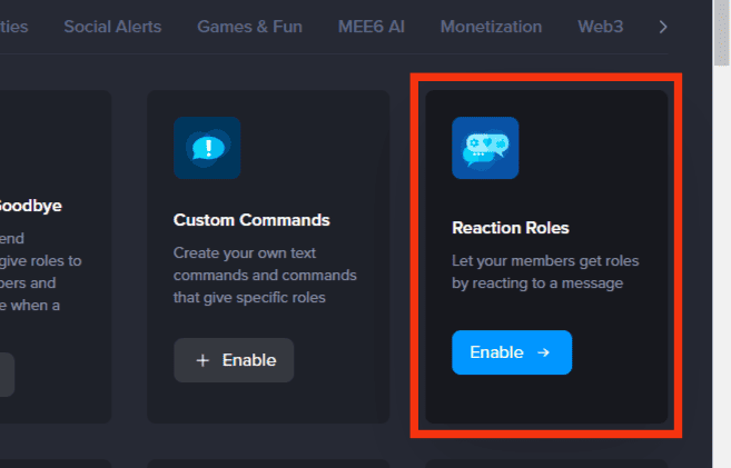 Scroll Down &Amp; Click The Reaction Roles Option