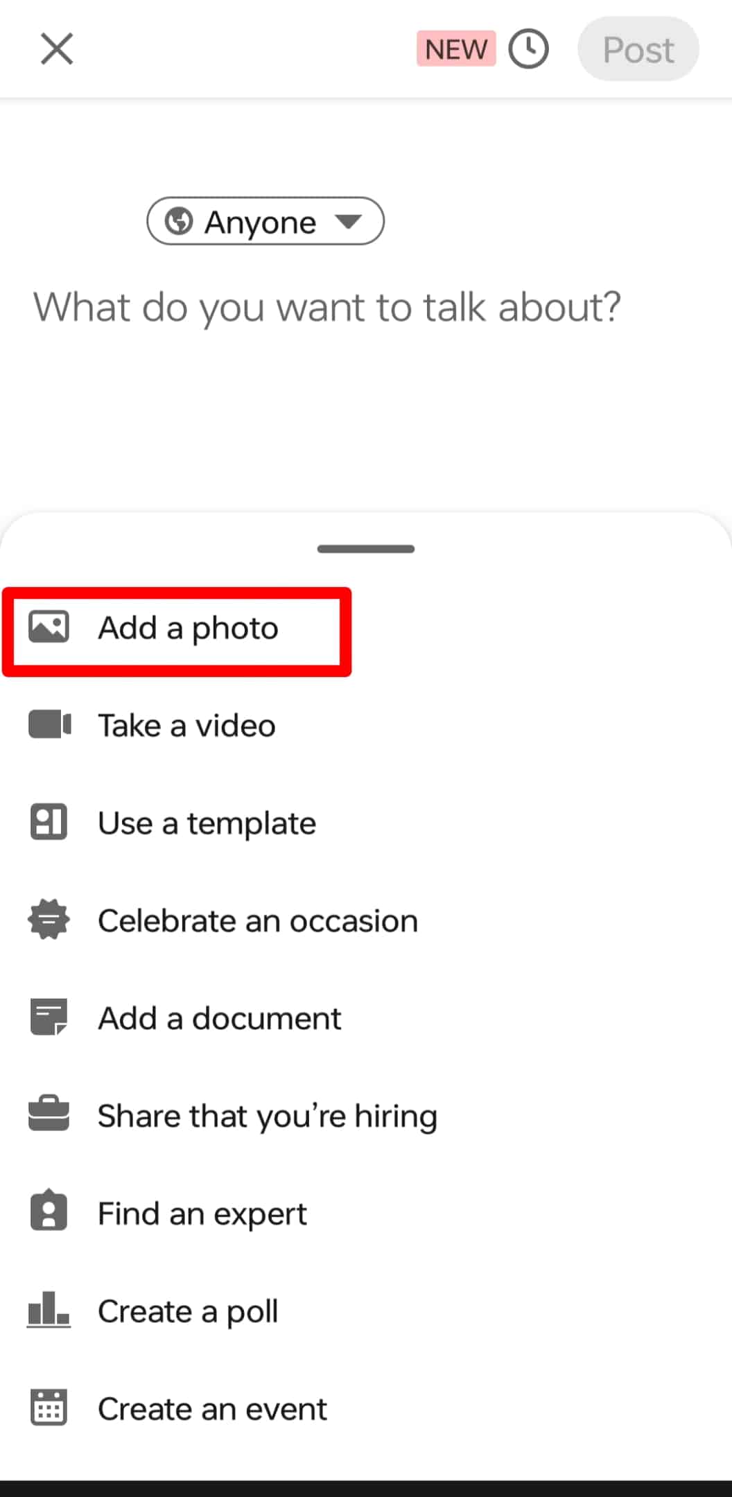 Select Add A Photo Option Linkedin
