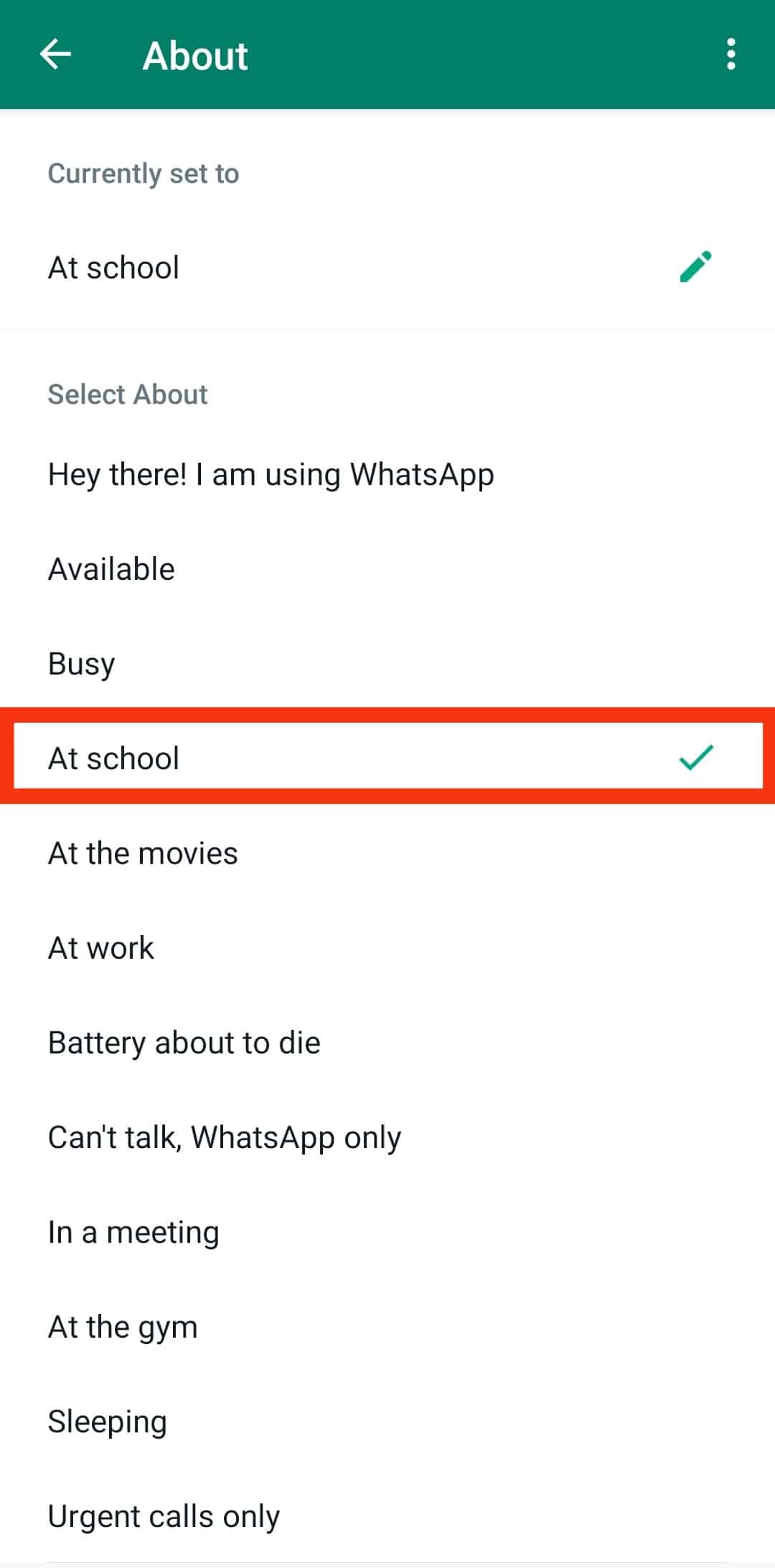 Select The At School Status