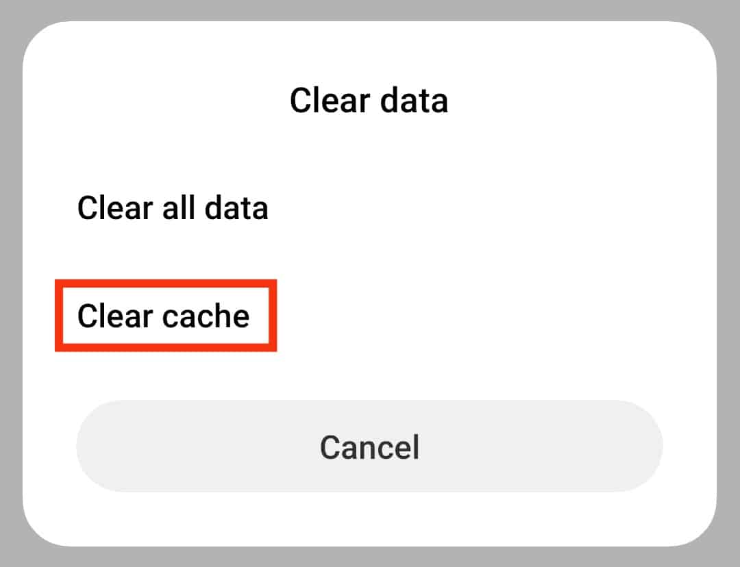 Select The Clear Cache Option