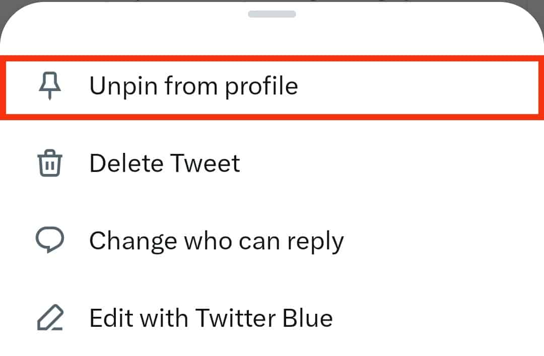 Select The Unpin From Profile