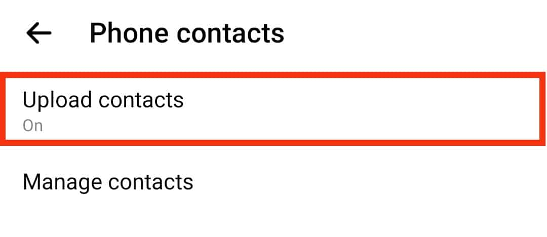 Select The Upload Contacts Option