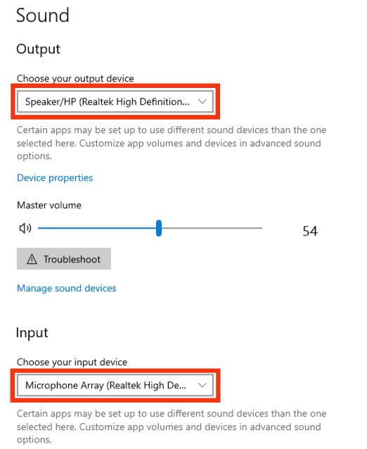 Select The Correct Options For Output And Input Devices