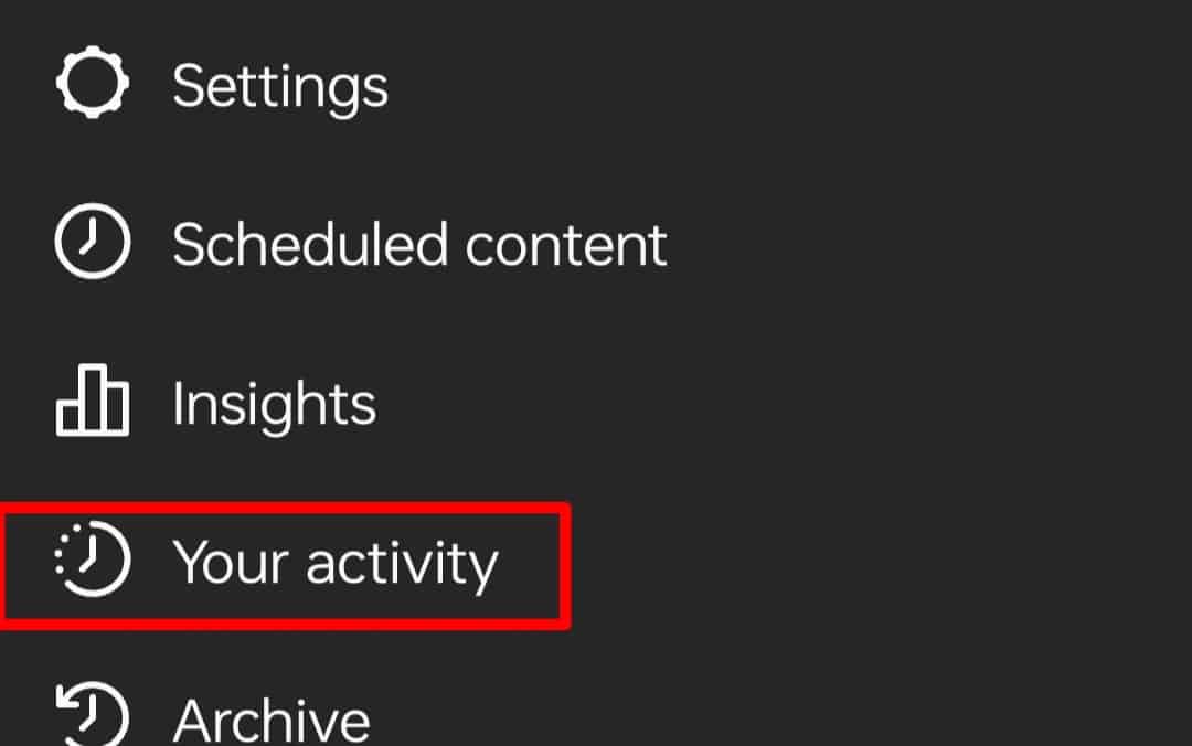 Select The Your Activity Option Instagram