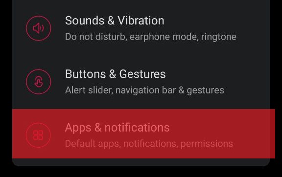 Select apps and notifications
