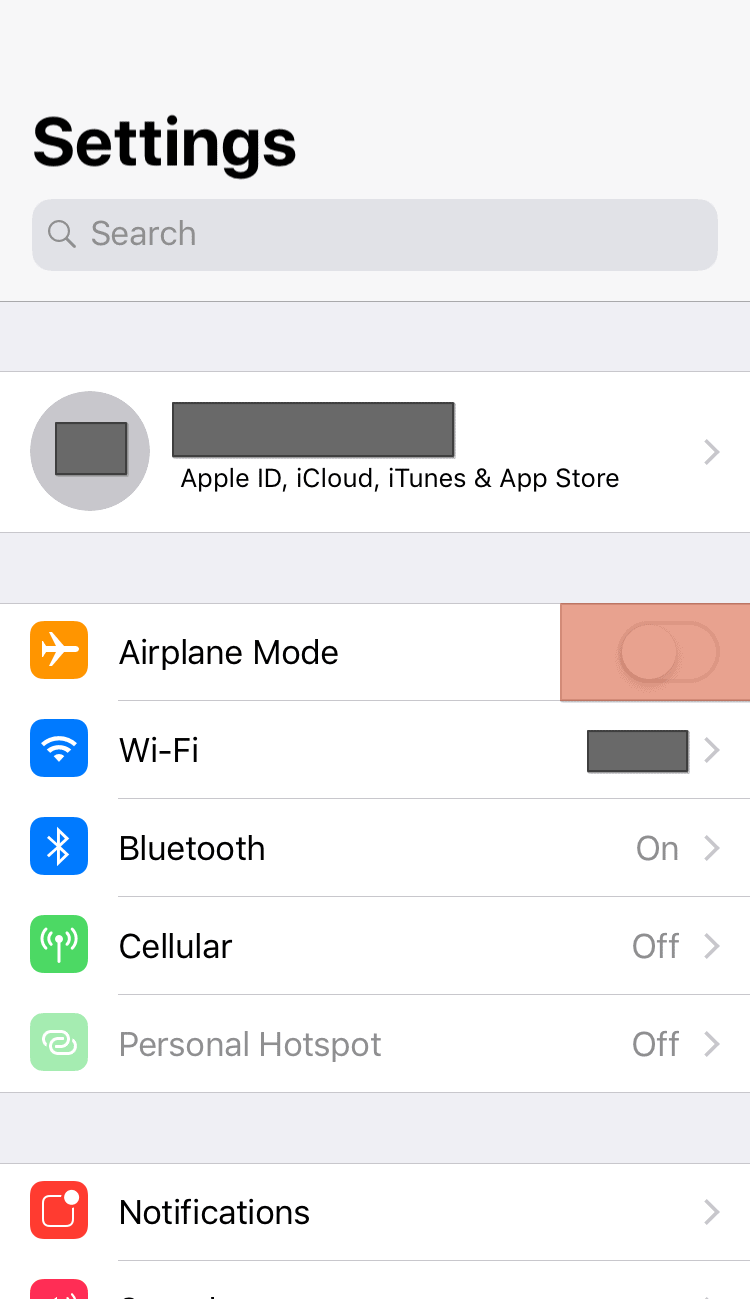 Settings Airplane Mode Toggle