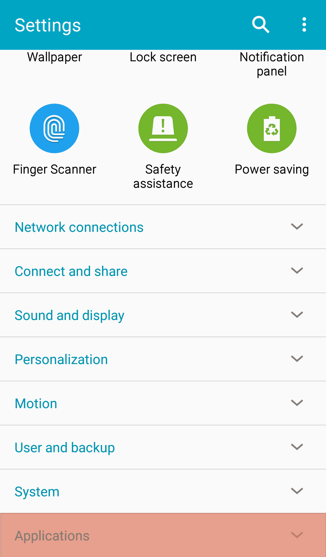 Settings Applications Android