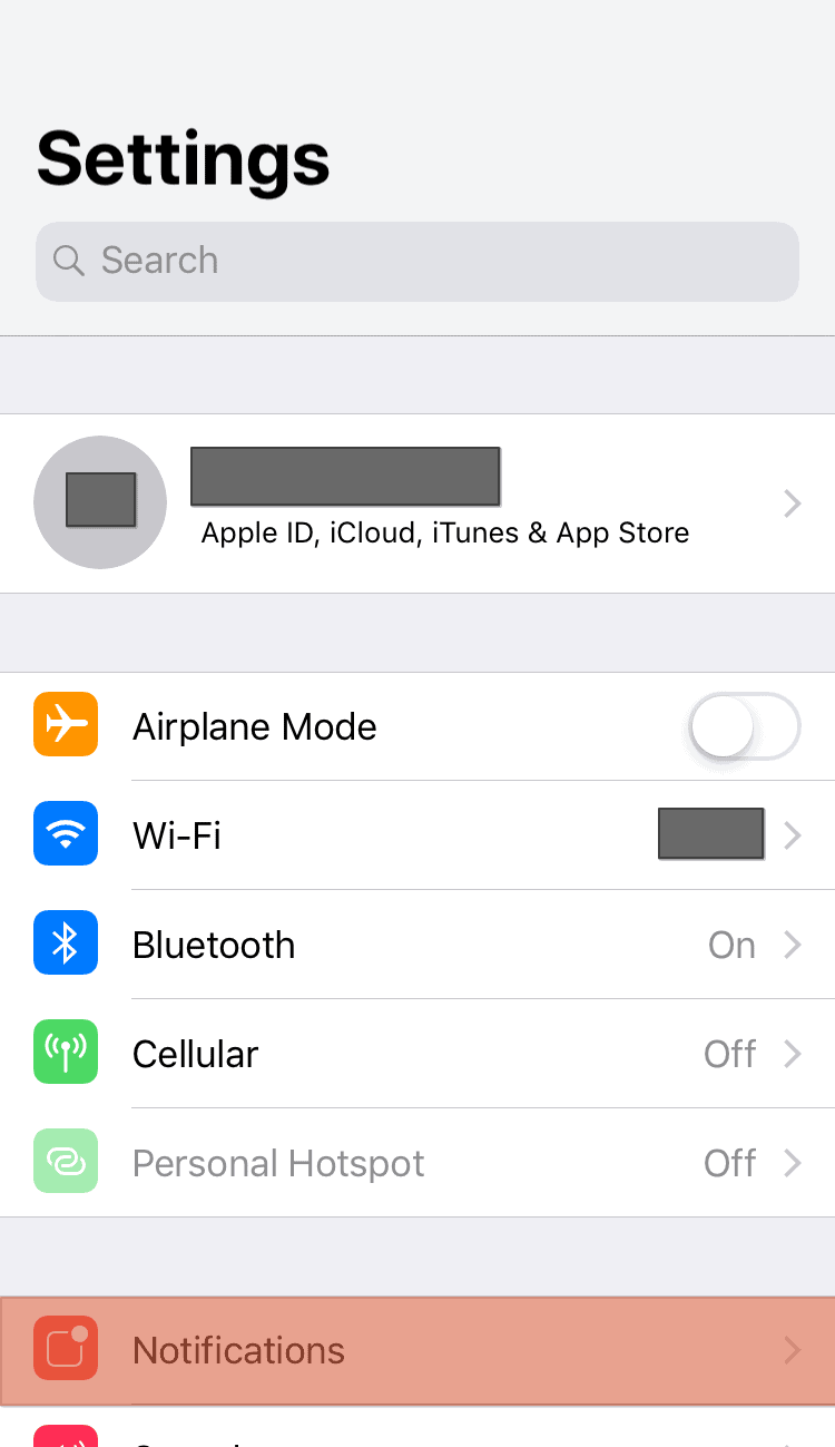 Settings Notifications