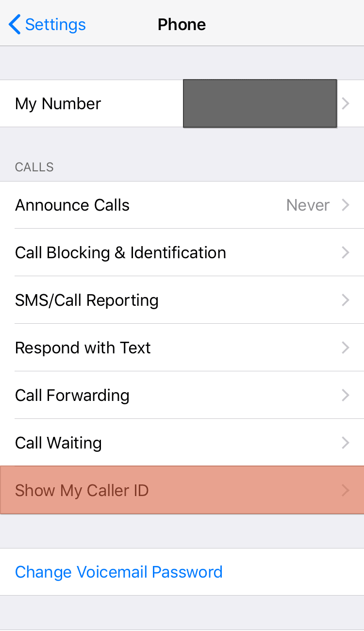 Settings Show Caller Id