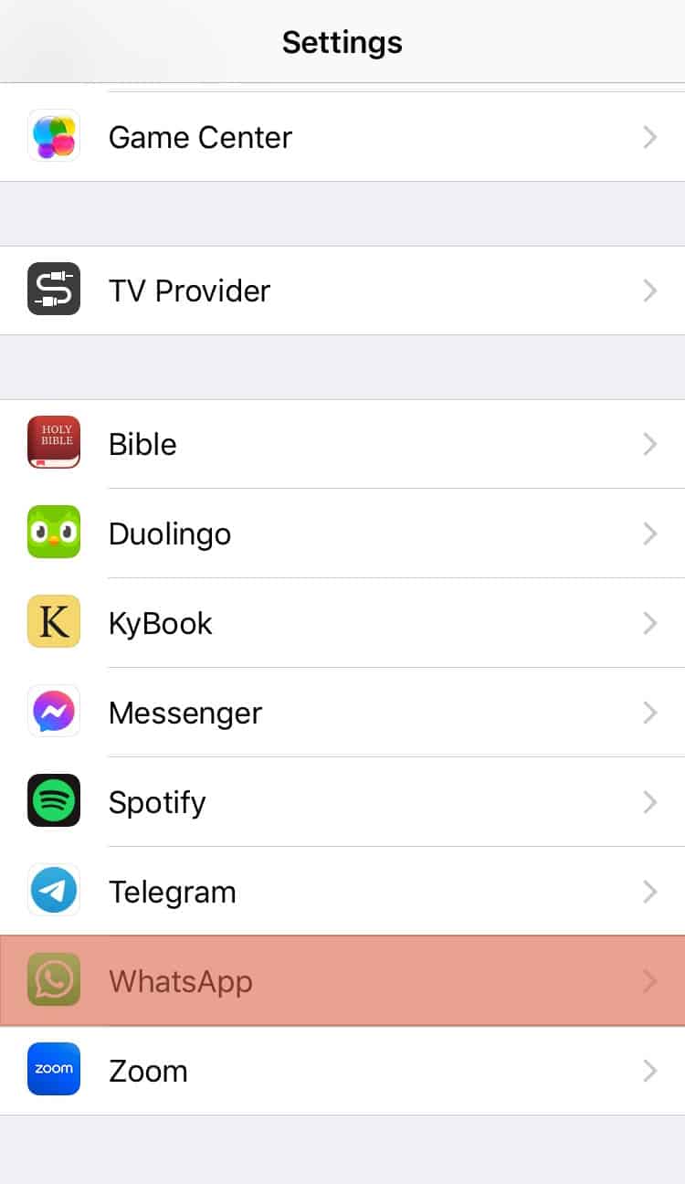 Settings Whatsapp