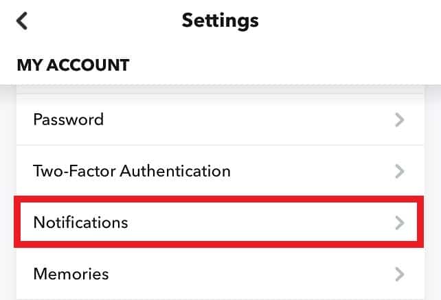 Snapchat Settings Menu