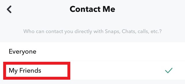 Snapchat Contact Me Settings