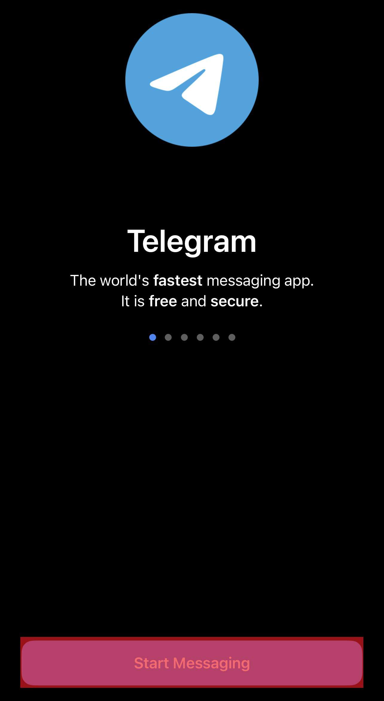 Start Messaging Button On Telegram Iphone App