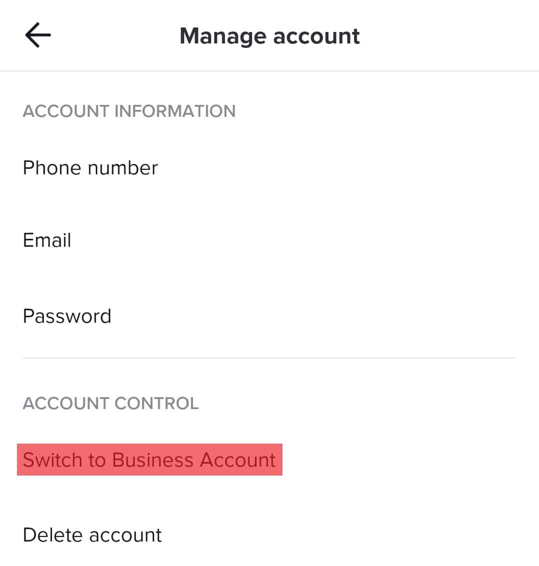 Switch To Business Account