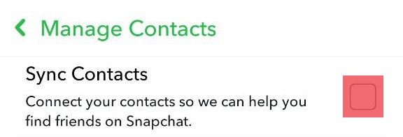 Sync Contacts Tick Box On Snapchat