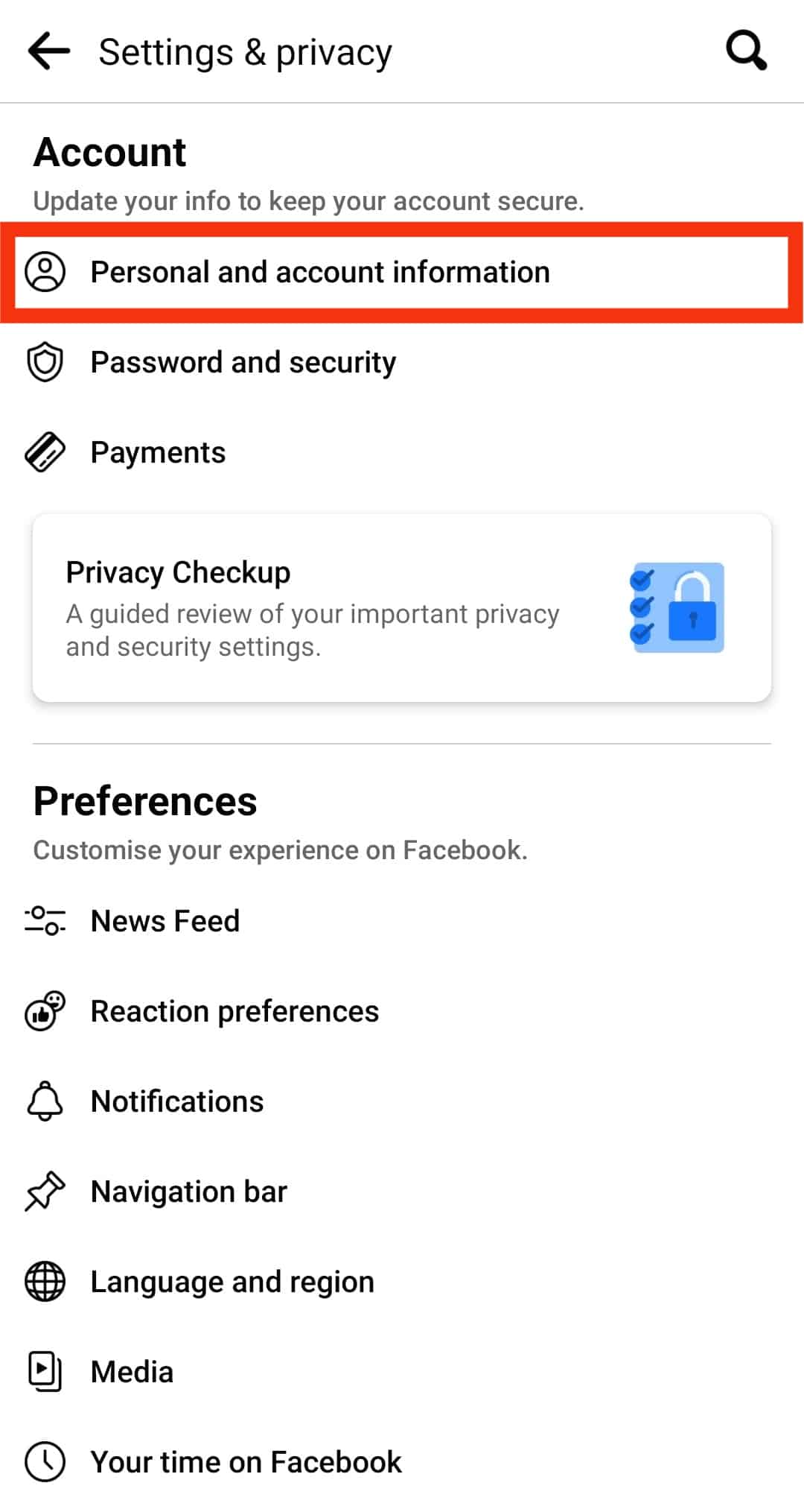 Tap Personal And Account Information