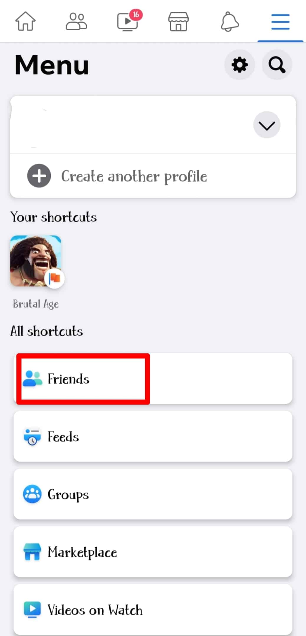 Tap Friends Option Facebook Android