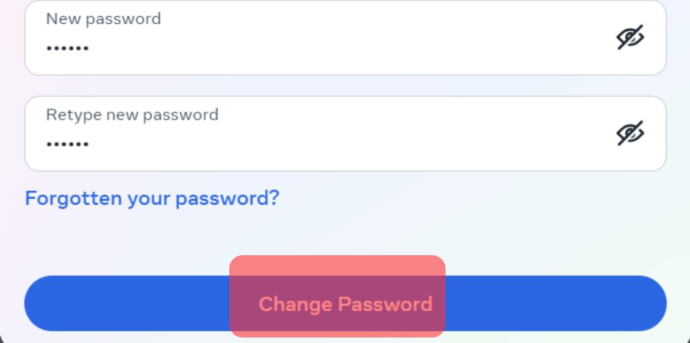 Tap On Change Password Again